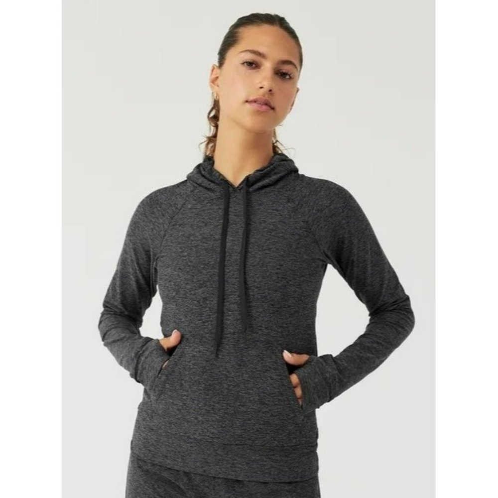 205. Outdoor Voices CloudKnit Hoodie Top Charcoal Grey Small